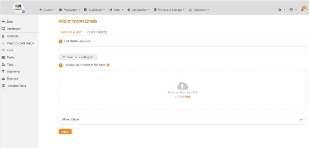Importation des contacts et audiances