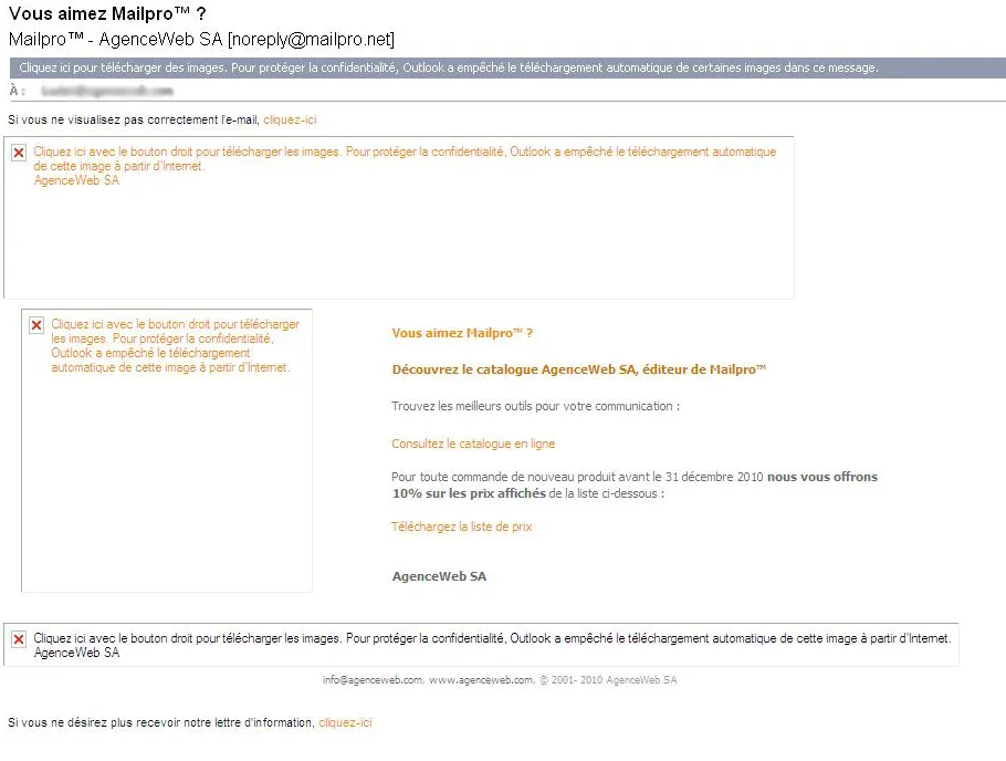 Le problème des images dans les newsletters
