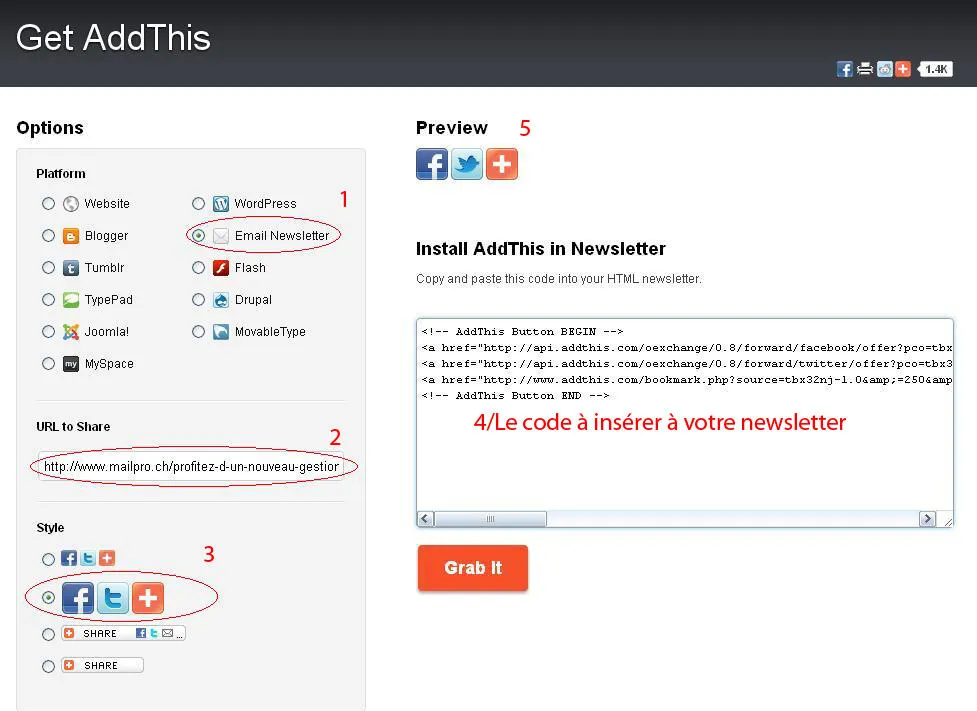Intégrer les réseaux sociaux dans un emailing - 2) Lier Facebook/twitter/linked-in avec sa newsletter