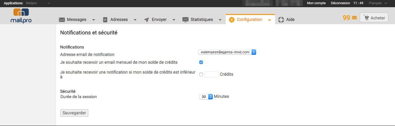 session d&eacute;connexion mailpro