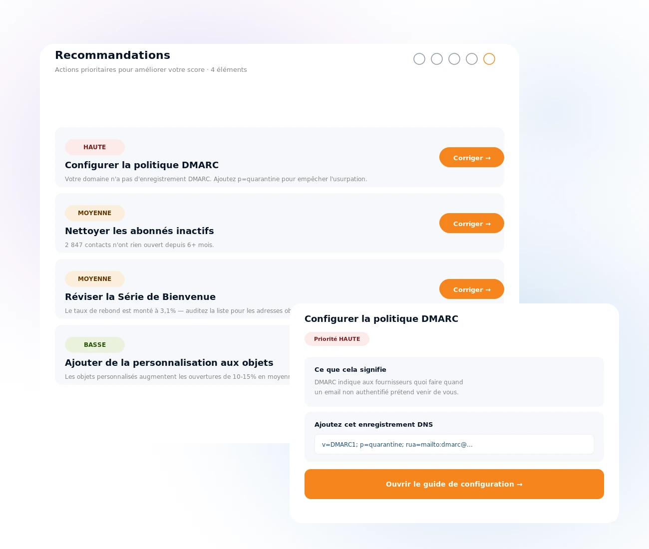 Recommandations concrètes de délivrabilité