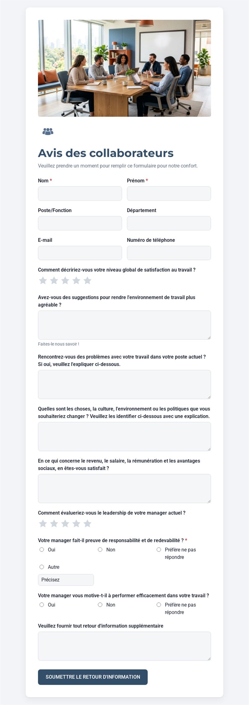 Avis des collaborateurs