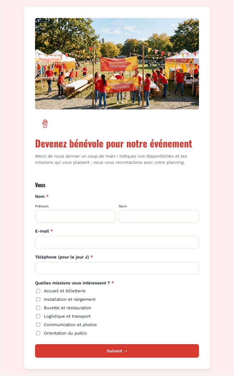 Devenez bénévole pour notre événement