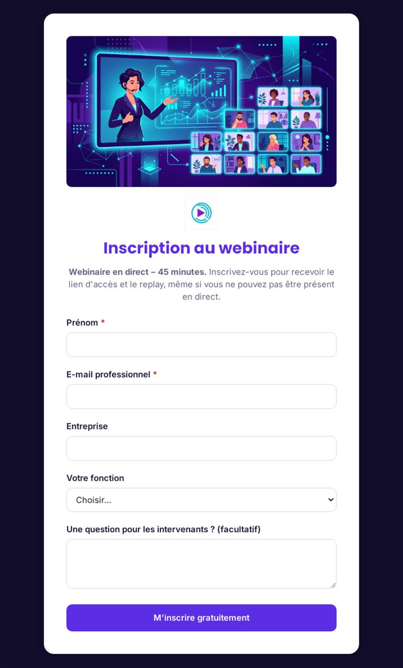Inscription au webinaire