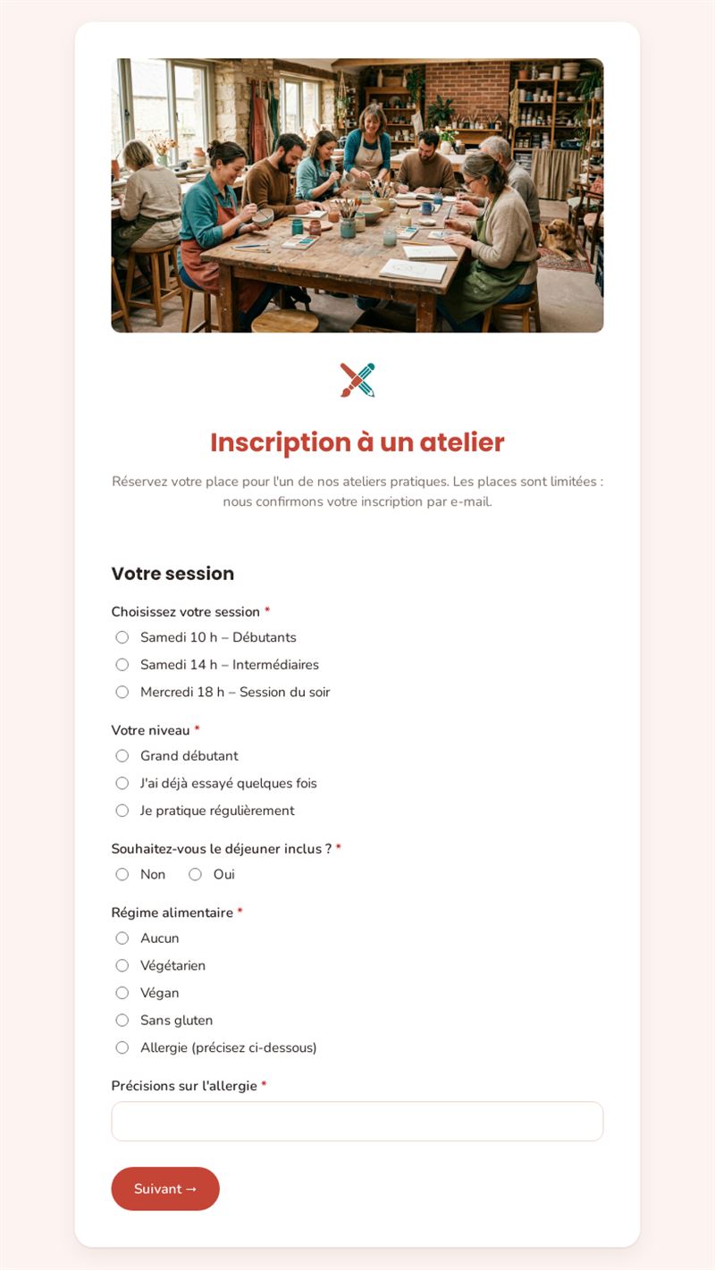 Inscription à un atelier