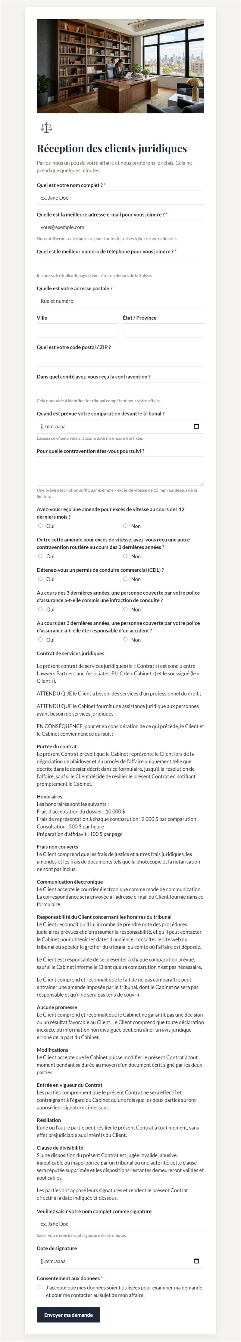Onboarding clients juridiques