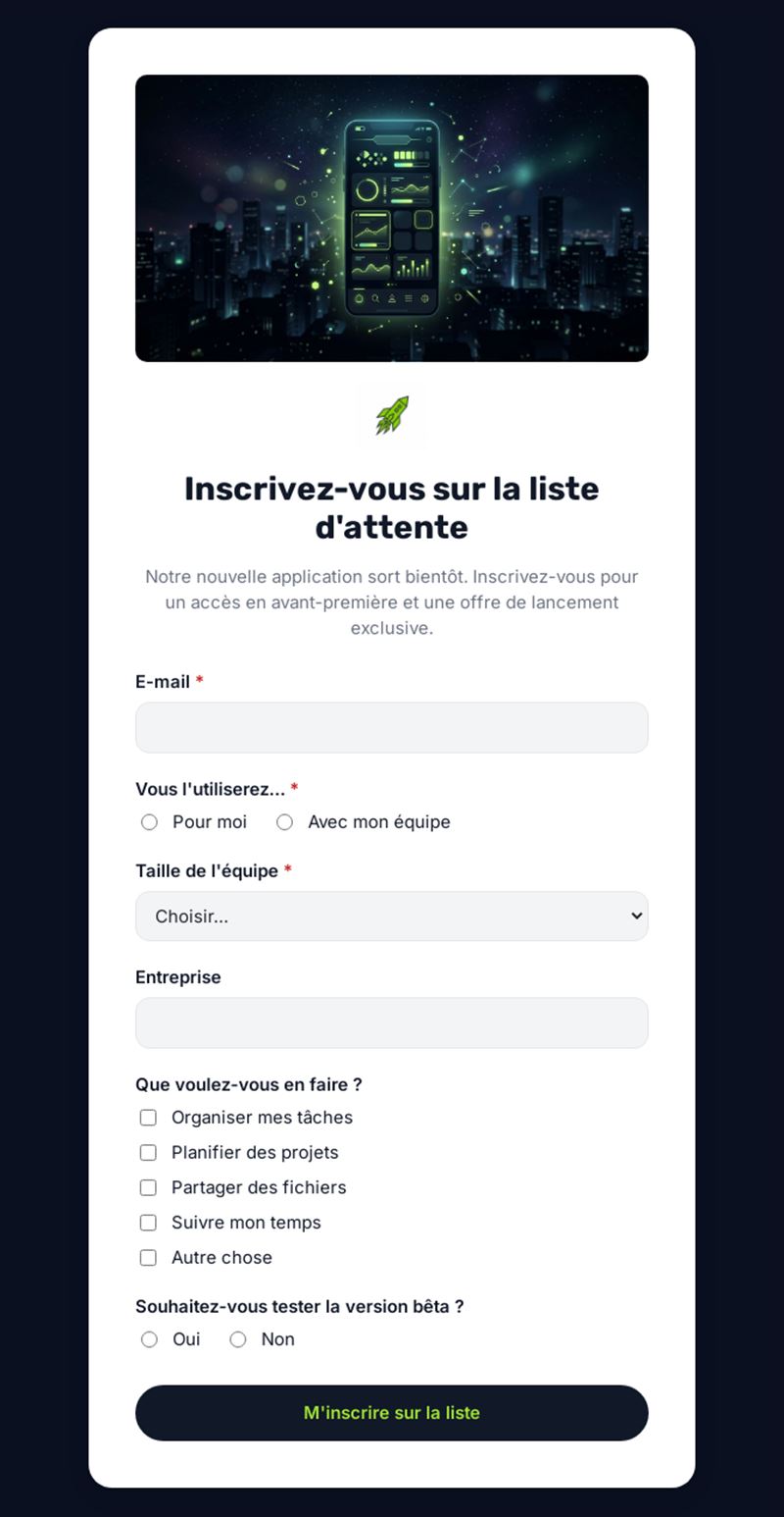 Inscrivez-vous sur la liste d'attente
