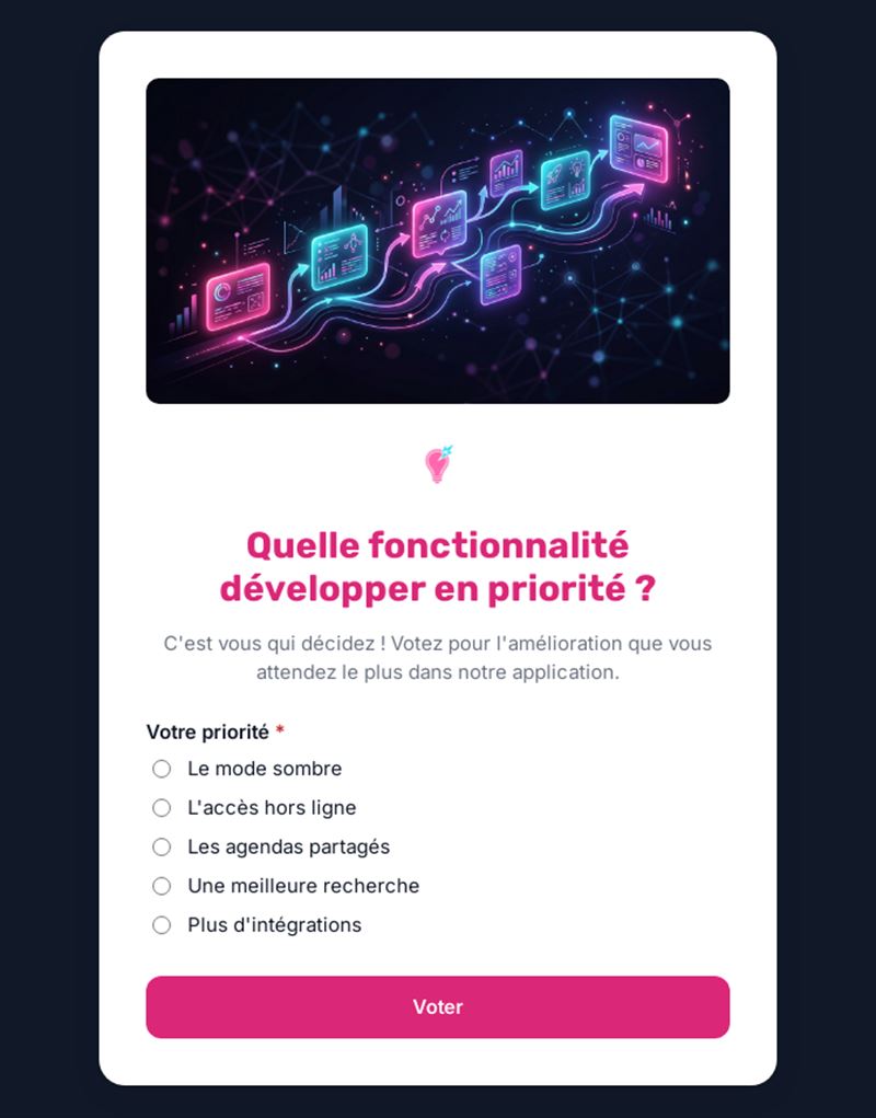 Quelle fonctionnalité développer en priorité ?