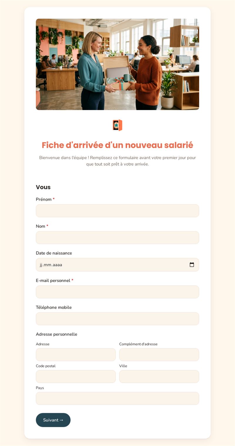 Fiche d'arrivée d'un nouveau salarié