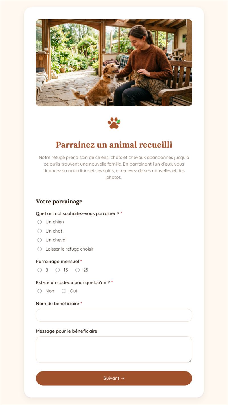Parrainez un animal recueilli