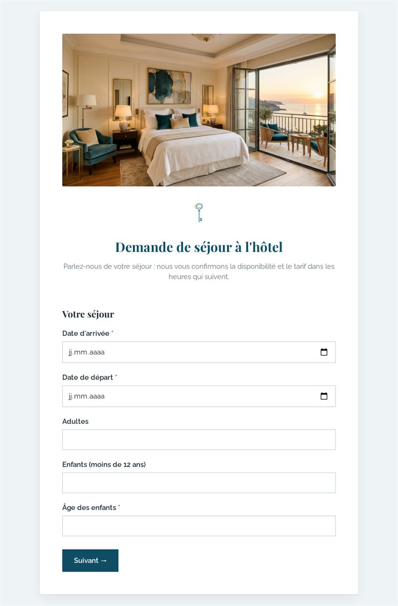 Demande de séjour à l'hôtel