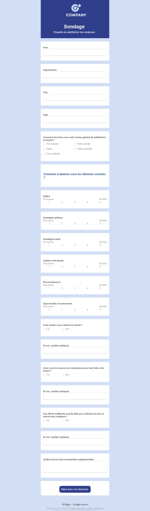 Sondage de satisfaction clair
