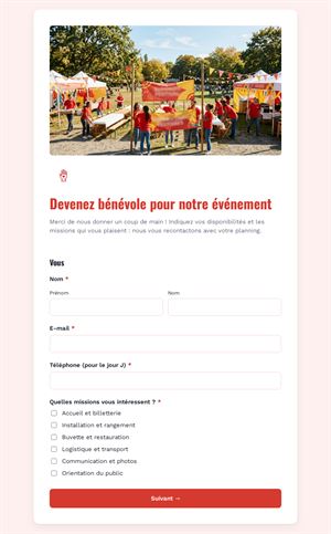 Devenez bénévole pour notre événement