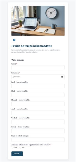 Feuille de temps hebdomadaire