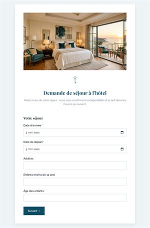 Demande de séjour à l'hôtel