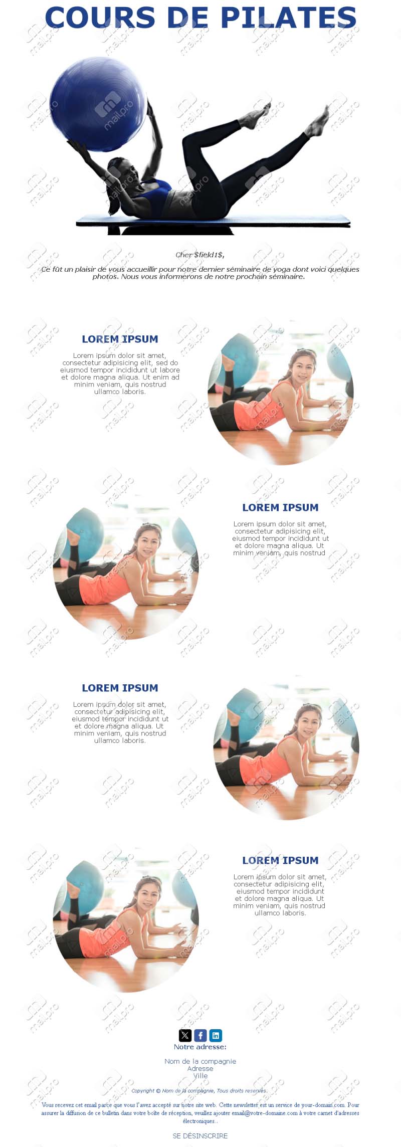 Template Email Cours Yoga