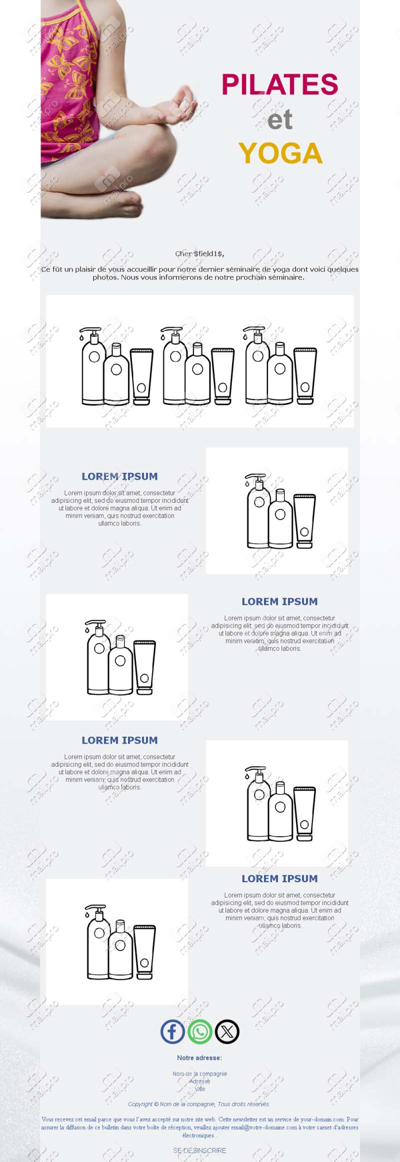 Templates Email Ateliers Pilates