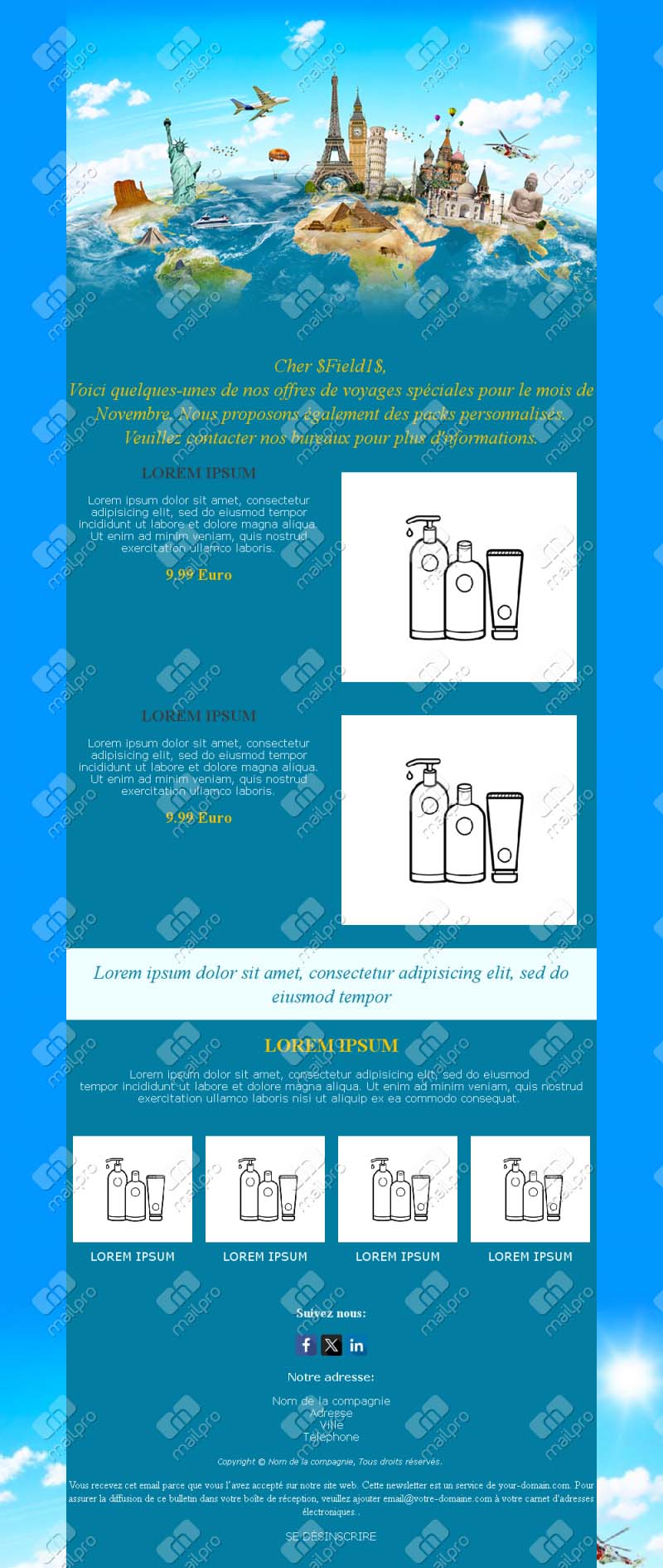 Template Email Voyage Agences