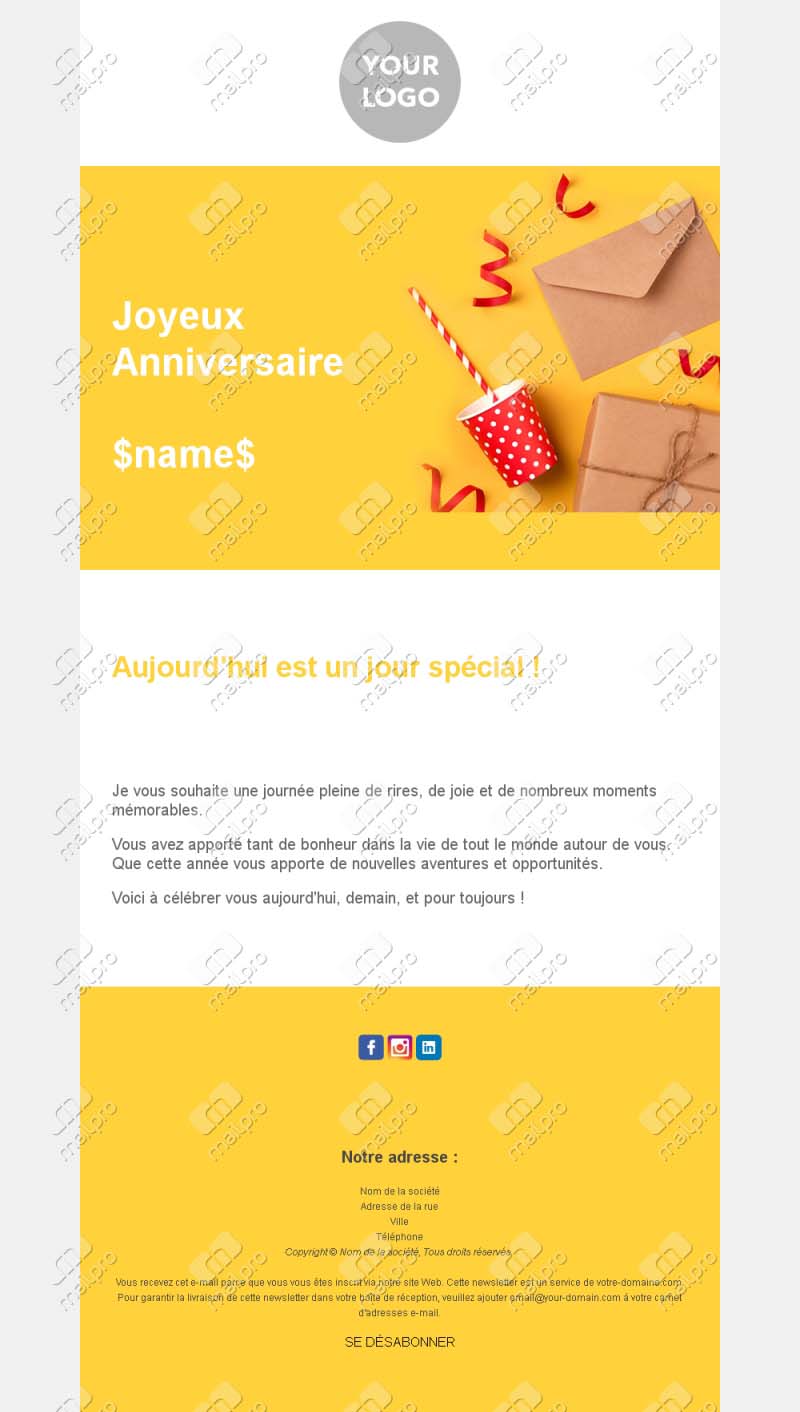 Modèle d’email d’anniversaire fidélisation