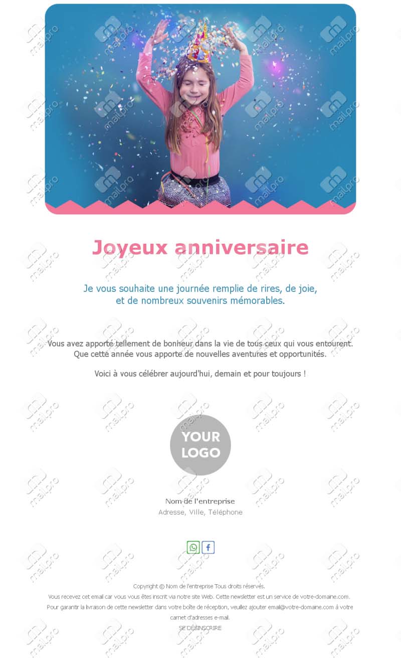 Modèle d’email d’anniversaire client