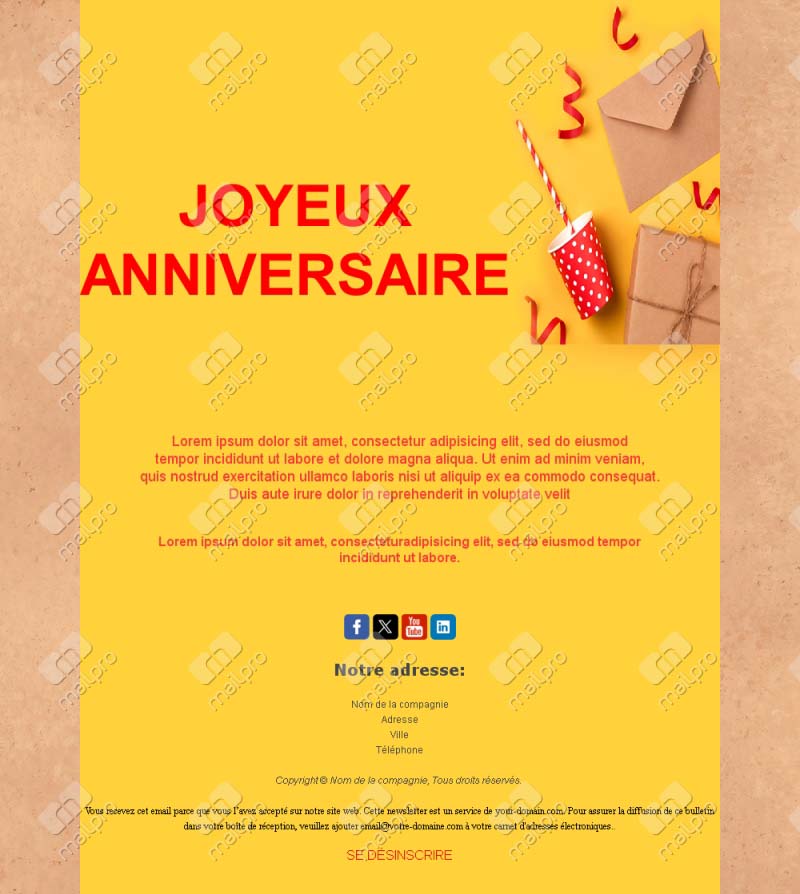 Email Anniversaire Client