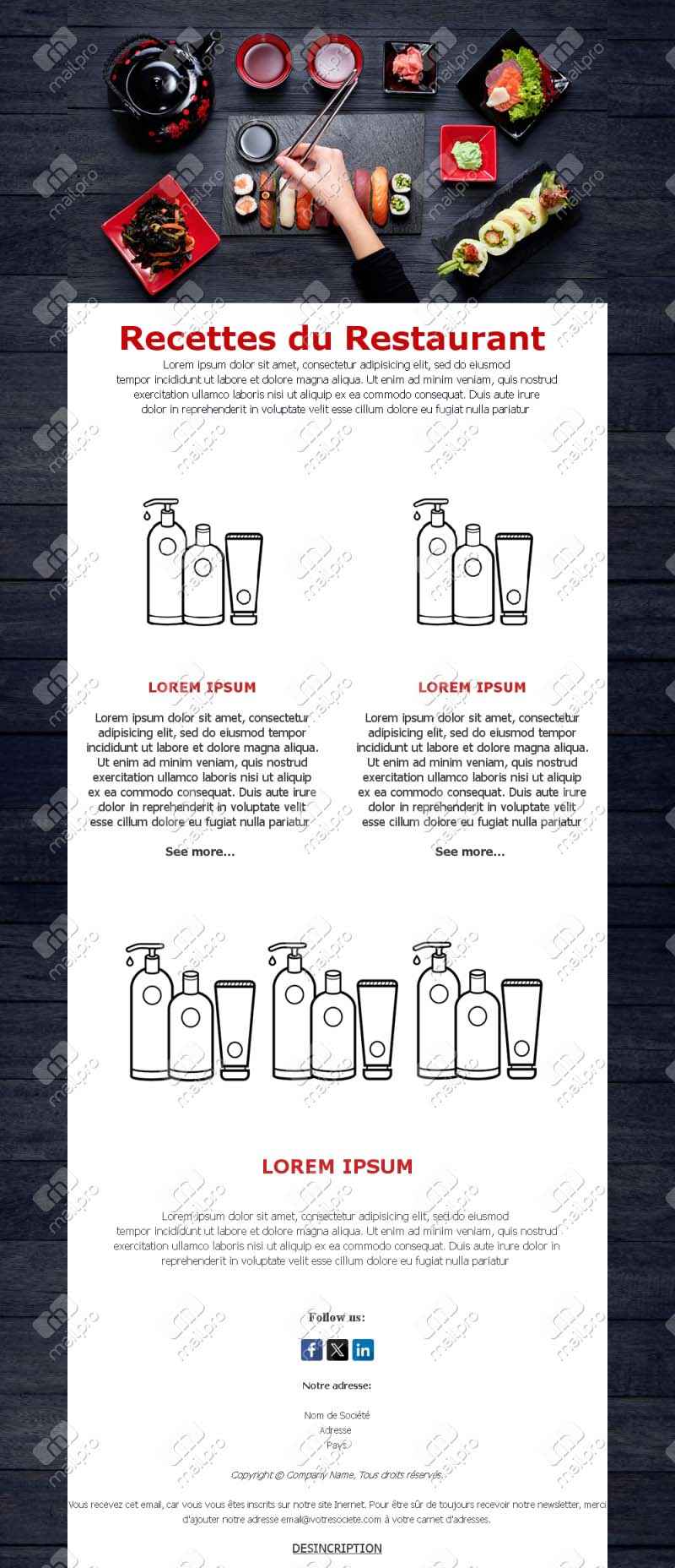 Emails Menus & Cartes