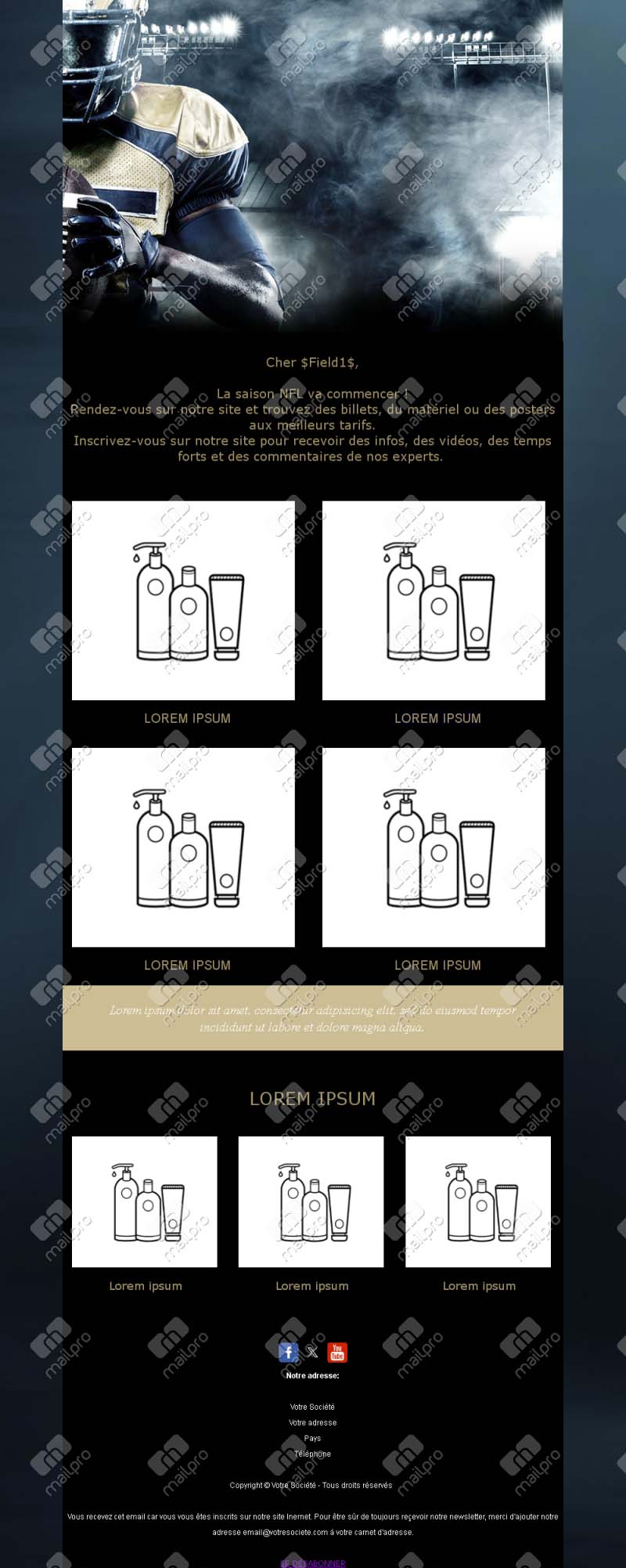 Email Équipe Football US