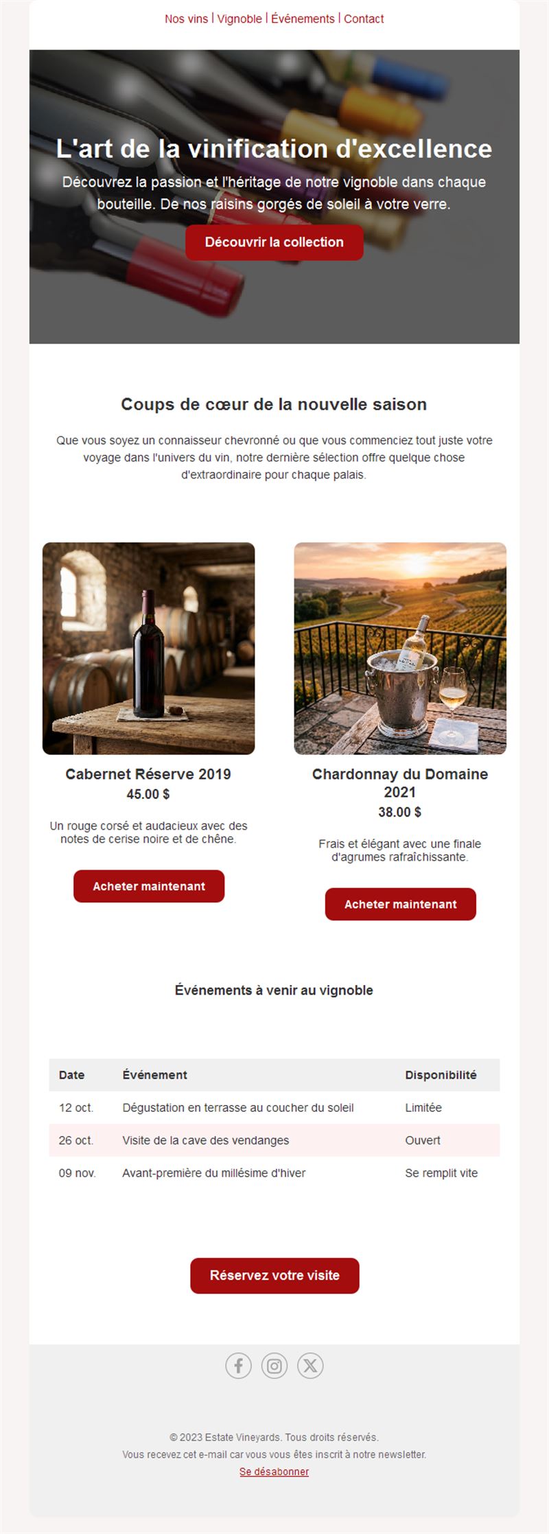 Vineyard Showcase Emails