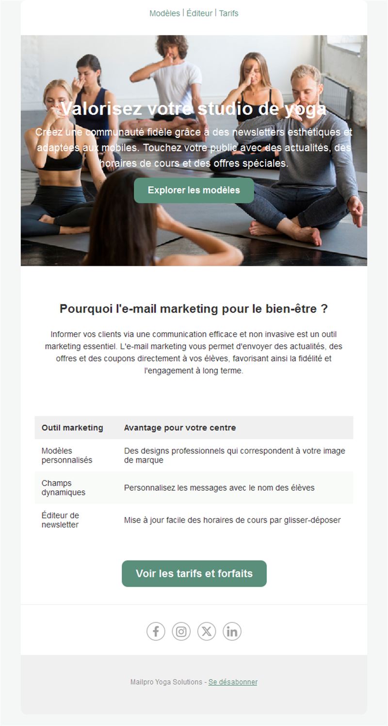 Yoga & Pilates Email Tips