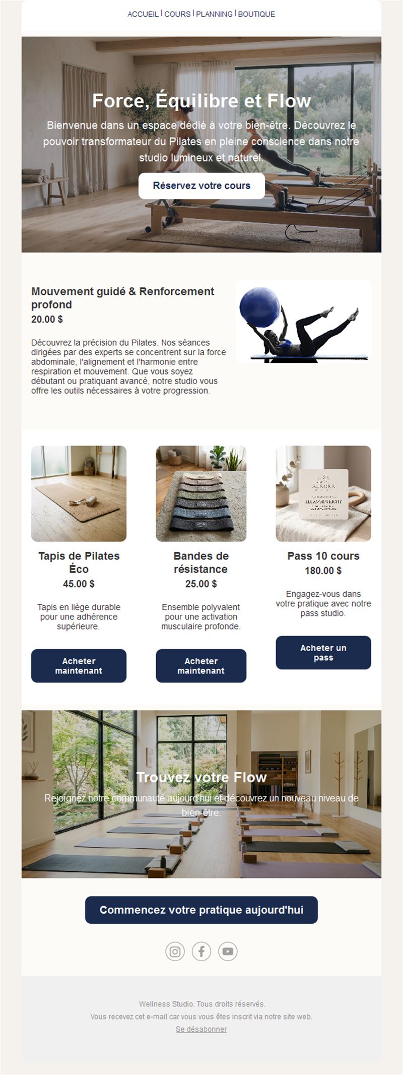 Template Email Yoga Pilates Harmony