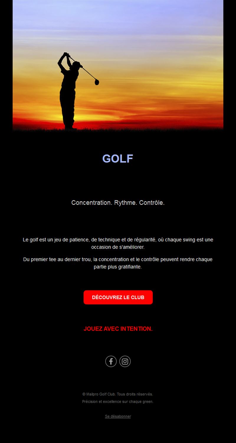 Golf Announcement Emails