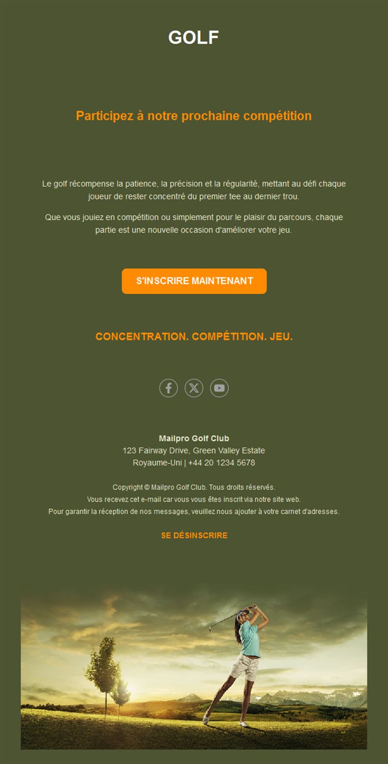 Golf Newsletter Emails