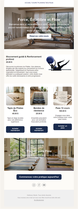Template Email Yoga Pilates Harmony