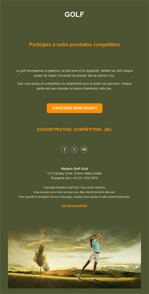 Golf Newsletter Emails